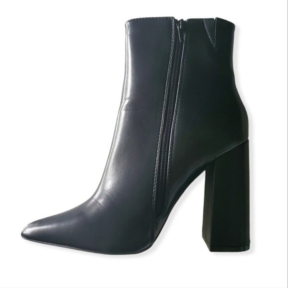 Pointed Toe Block Chunky Heel Bootie - Picture 3 of 4